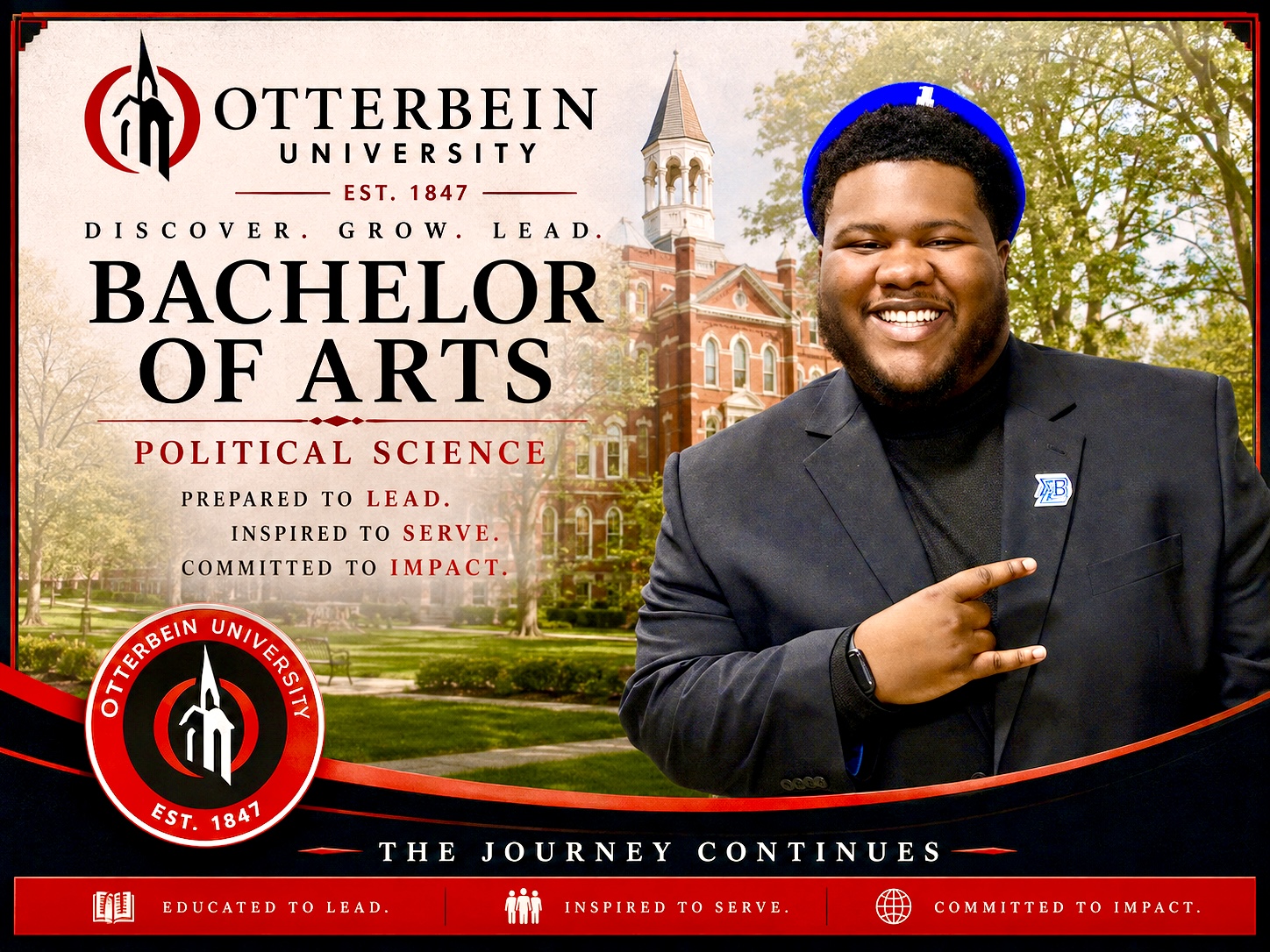 Custom bachelor's degree celebration graphic — Graduations by Good Time Mascots in Columbus, Ohio