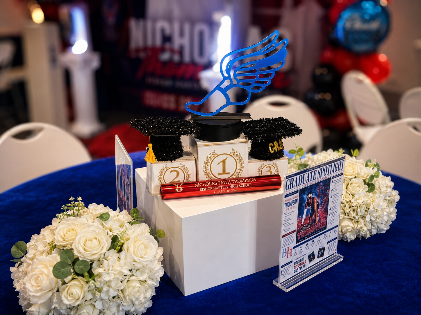 Winged-Foot Podium Centerpiece — Graduation event by Good Time Mascots